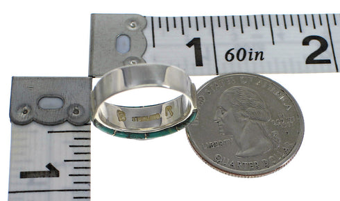 Southwest Authentic Sterling Silver Turquoise Inlay Ring Size 5 YX81346